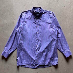 ymc blue orange striped button up shirt